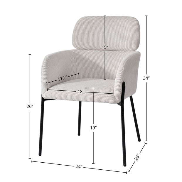 Allegra Dining Chair - Corduroy White