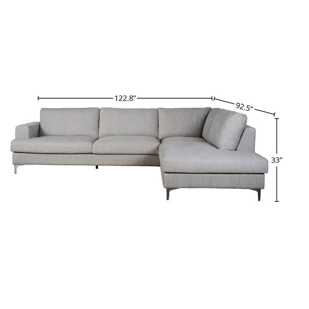 Feather Right Sectional Sofa - Dovetail Linen