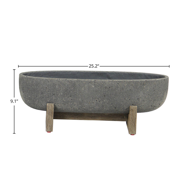 Patio Oval Standing Pot - Grey Stone