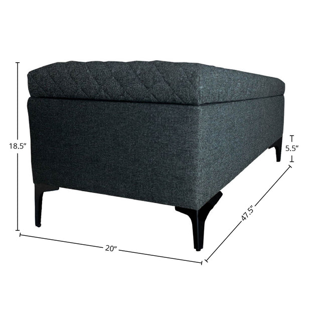 Reece Storage Bench - Charcoal Grey