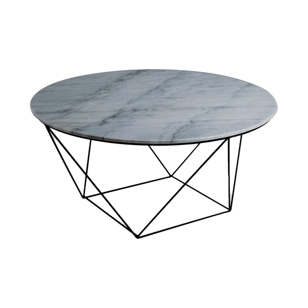 Valencia Round Coffee Table - Grey Marble/Black Matte